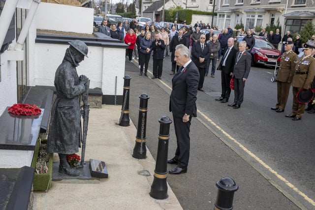 Ian Paisley MP pictured at the Service of Remembrance and Wreath Laying Ceremony at the War Memorial on High Street in Ballymoney.