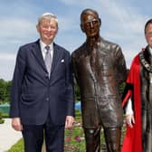 The Lord Lieutenant for Co Antrim, Mr David McCorkell KStJ and the Mayor of Antrim and Newtownabbey, Councillor Mark Cooper BEM, unveiled the tribute to Prince Philip