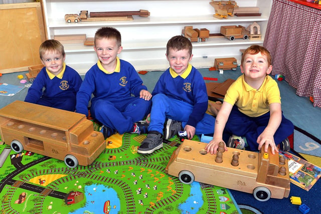 Edenderry Nursery School pupils enjoying their time at the school including from left, Freddie, Ezra, Shane and Ted. PT43-305.