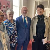Rev Bill Campbell with, from left Miss Daphne Ervine, his wife Kathy and Mrs Rosemary Lindsay in Killyleagh