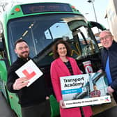 Paul Loughran, Translink, Councillor John Laverty BEM, Chair of Lisburn & Castlereagh City Council’s Regeneration & Growth Committee, and Janice Cooke. Pic credit: LCCC