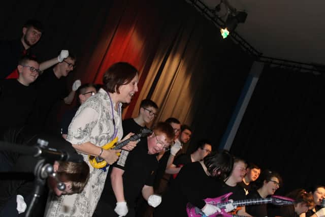 Mrs Lavery with the Donard Makaton Choir.