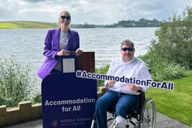 Shelley Cowan, creator of the Accommodation For All campaign with wheelchair user Andrew Wilson