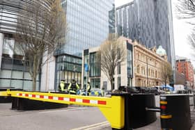 Roads are closed in Belfast city centre during the US Presidential visit.