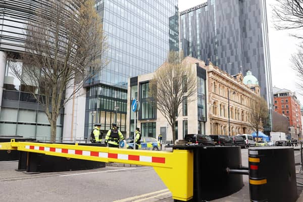 Roads are closed in Belfast city centre during the US Presidential visit.