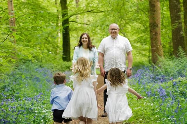 Carl Henderson and his loving wife Caroline with their three children, Aibhilín (9), Rían (6) and Caoimhe (6). Mr Henderson tragically lost his life while hiking in Mount Errigal in Co Donegal. From Moira and formerly of Ingleby Barwick, England, his funeral was at St. Patrick and St Ronan's Church, Magheralin, on Friday. The image was released to Northern Ireland World by the family and was taken by Beyoutiful Moments photographer in Ballymena.