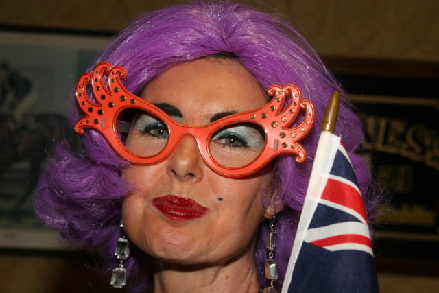 Dame Edna (Paula Cauley) was the star at a Halloween Fancy Dress party in The Railway Arms in Coleraine in 2009
