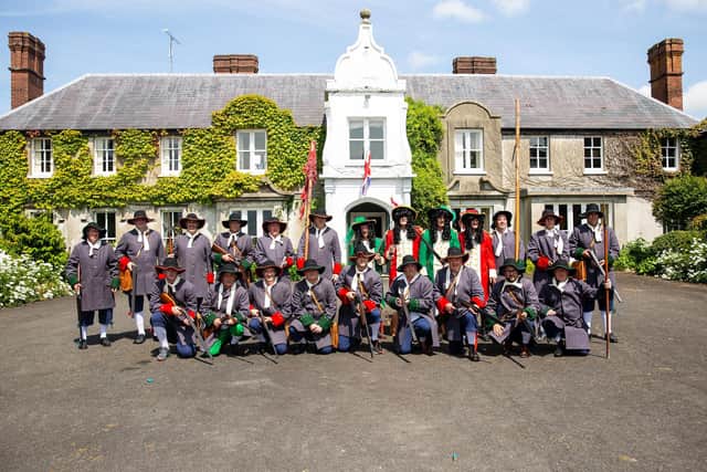 In period costume and set for the traditional re-enactment of scenes from the Battle of the Boyne. Picture: Graham Baalham-Curry