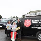 Tanya Skillen and Jacqueline Mooney from Salvation Army with Patrick Winter from Bridge Commercials. Pic credit: Bridge Commercials