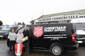 Tanya Skillen and Jacqueline Mooney from Salvation Army with Patrick Winter from Bridge Commercials. Pic credit: Bridge Commercials