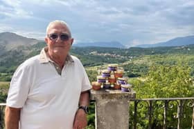 Nino Morelli (93), the last surviving of the third generation, pictured alongside Morelli Ice Cream in Casalattico. Picture: Morelli's