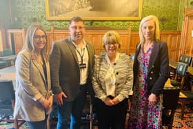 David and Sara pictured with Maria Caulfield, Conservative MP and Carla Lockhart MP.