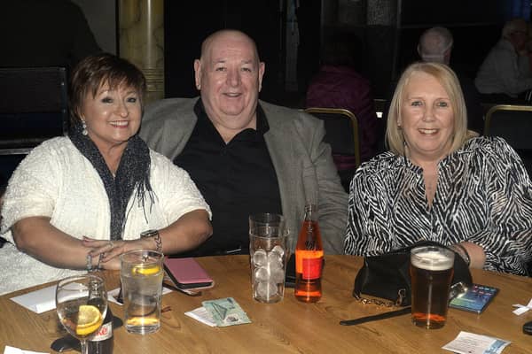 Pictured at the Northern Ireland Air Ambulance charity night in the Ashburn Hotel are from left, Liz Cairns, Mervyn Liggett and Michelle Wall. LM09-210.