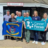 Bobby Gillespie VSO Caseworker, Anne Marie and Rab from Harbour House, Coilin Ward, David Blair, Vice-Chair of Dromore RBL, Colin's wife Emma Ward, Chairperson of Dromore RBL, Lynn Palmer, Poppy Appeal Area Manager and Gillian from Cancer Focus