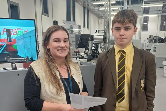 Sarah Ballentine, Northern Regional College Engineering Lecturer and Conall McCarry.
