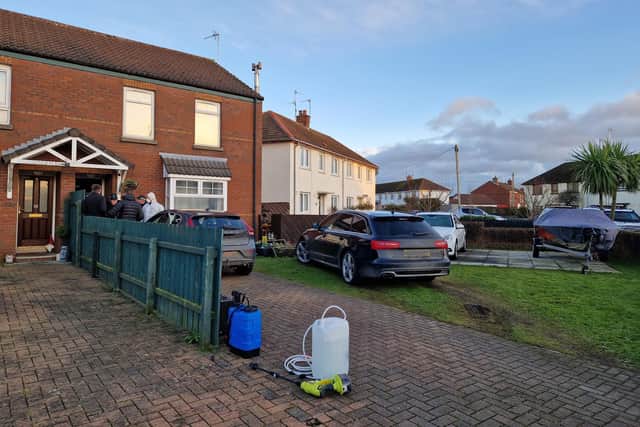 PSNI at the scene at Larkfield Square, Lurgan, Co Armagh.