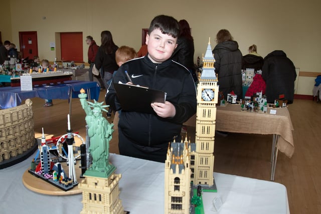 Conor Fegan takes a closer look at the displays at the Lego exhibition on Saturday. PT15-212.