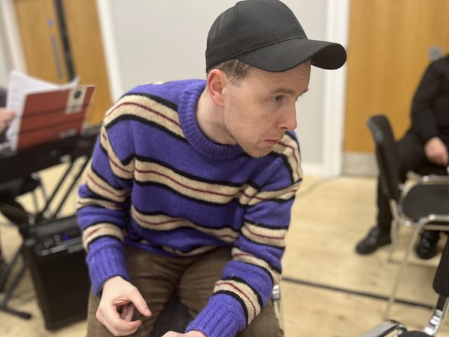 Pictured in rehearsals for Ballywillan Drama Group's production of Fiddler on the Roof is Steven Millar as Fyedka.