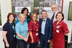 The Farm Families Health Checks team with respiratory nurses, DAERA Minister Andrew Muir and Bryan Monson, HSENI. CREDIT NHSCT