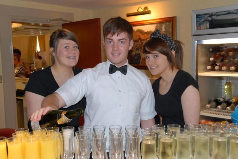 Looking after the guests at Ladies Who Lunch at the Magheramorne House Hotel in 2011 were Ciara Shannon, Adam Bothwell and Saskia McKeown.