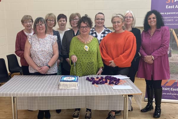 Home-Start East Antrim Baby Bank volunteers with Mid and East Antrim Mayor, Alderman Gerardine Mulvenna at the launch of the service in Greenland Community Centre, Larne.