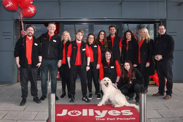 The Jollyes team celebrating the opening of Jollyes 99th store in Connswater