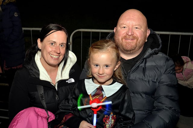 Waiting patiently for the firework display to start at the ABC Council fireworks display at Craigavon Lakes are the McCullough Family, mum, Rachel, Mya (5) and dad, Michael. PT44-214.