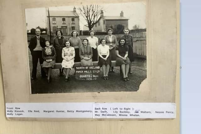 The book features over 30 photographs of workers from the Ballyclare mill in their various departments. Photo courtesy of Jack McKinney.