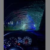 The windscreen of the car after the collision with a cow near Ballymoney. Picture: PSNI