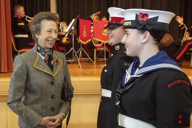 The Princess Royal in conversation with Sea Cadets.