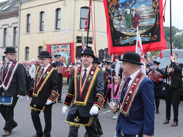 Ballymoney Royal Black Institution members pictured at the Larne parade.