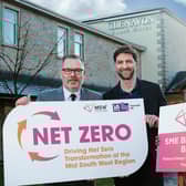 Mid South West Region Governance Steering Group Chair, Kevin Savage, Ben Craig, CarbonFit, and Abigail McConville, Executive Director at Simplyfruit, launching the SME Big Breakfast Briefing, which is happening at the Glenavon Hotel in Cookstown on March 6. Credit: Supplied