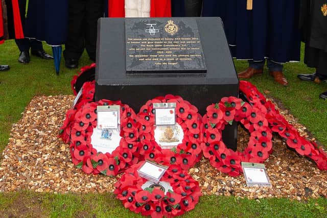 A memorial to the Royal Ulster Constabulary George Cross was unveiled in Larne in October.