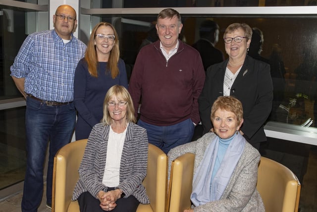 Patrick Hill, Bridie O’Neill, Claire Black and Sheila McGill at a reception for St Vincent de Paul volunteers with Councillor Cara McShane and Councillor Mervyn Storey
