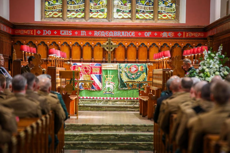 A civic service was held at St Patrick’s Church, Ballymena, where the Colours were laid up.