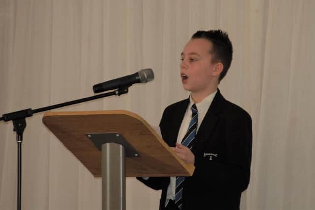 Banbridge High School student Eric Bickerstaff, delivered an impassioned speech about planet earth.