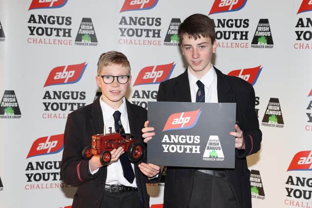 Pictured at the ABP Angus Youth Challenge Exhibition held at the Eikon Centre is the team from Wallace High School - Harry McMillan and Reuben Parks
