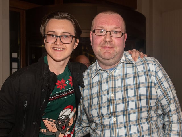 TK Maxx workers, Daniel O'Neill, left, and Christopher Doyle enjoying the festive atmosphere. PT50-256.