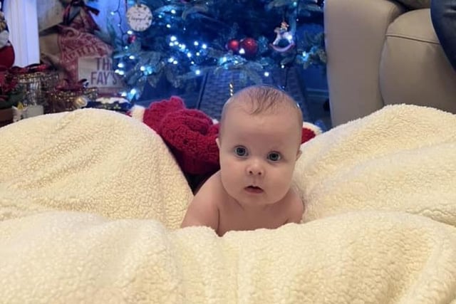 Baby Ellie’s first Christmas, 4 months.