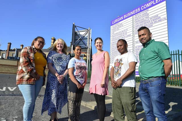 Vinigia Santos Da Silva, Geraldine McGahey, Chief Commissioner of Equality Commission, Elisabeth Guterres Fonseca, Liz Connor-Kerr, Migrant Centre NI, Julio Mantalvao De Jesus and Theo Cardoso, interpreter who met in Lurgan recently to discuss the issues faced by migrants.