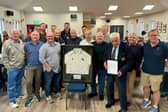 Current and former Templepatrick Cricket Club players pictured with Arthur Bowron on Saturday, August 17. (Pic: Love Ballyclare).