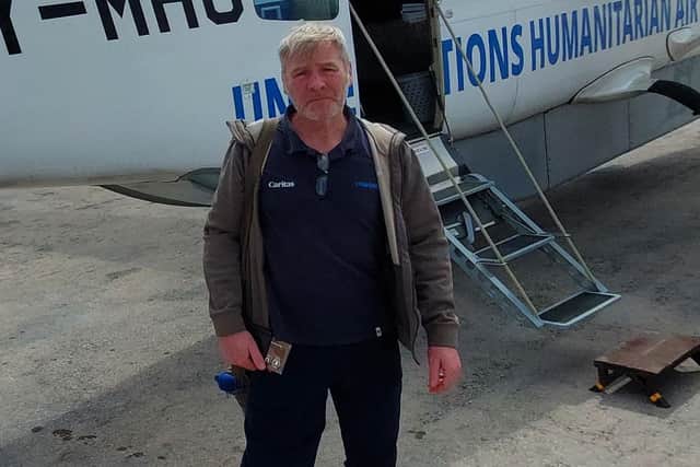 David O’Hare about to board a UN Humanitarian Air Service flight into Somalia.