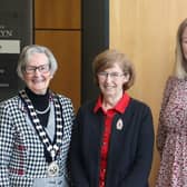 RUAS President Christine Adams and RUAS Commercial & Financial Director Theresa Morrissey present the President’s Plate Cynthia Aiken