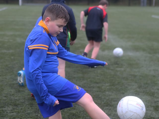 Pupils from Coleraine Grammar and Loreto College who participated in “Different Ball Same Goal” sessions in Coleraine during October.
