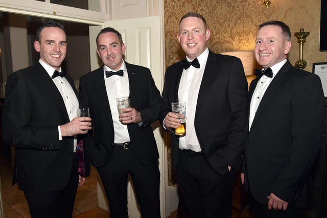 Guests from KE Plumbing Supplies at the  Mid-Ulster Business Excellence Awards are from left, Enda and Kevin McGarrity, Ruairi Gallagher and Dan Gervin. MU46-203.