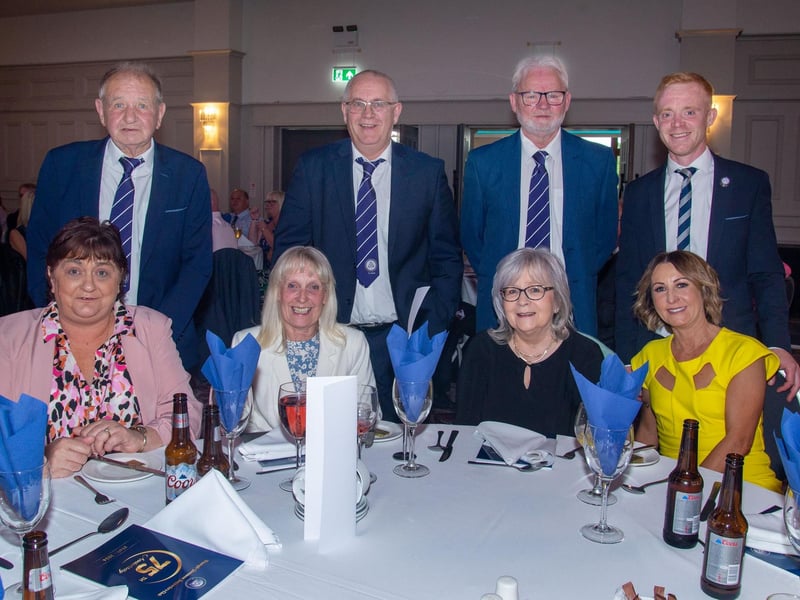 Club members enjoying the celebrations at the Glenavon Triangle Supporters Club 75th anniversary dinner. LM22-235.