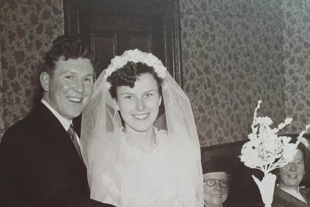Just married ... Maud and John Blair pictured on their wedding day on March 28, 1953.