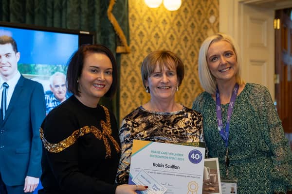 Pictured at the Praxis Volunteer Celebration Event in Belfast Castle are, from left, Deirdre  Carr, Roisin Scullion and Karen Robinson. Credit: Supplied
