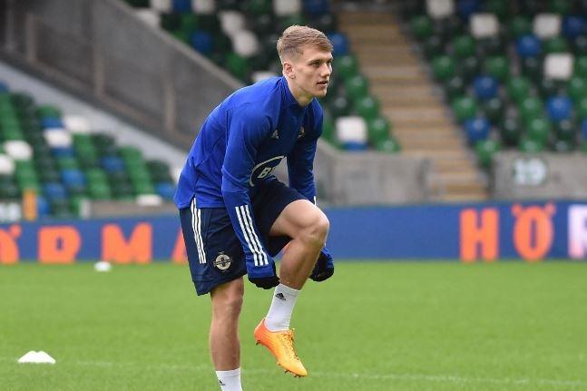 Glengormley man Ethan Galbraith is a footballer who plays as a midfielder for EFL League Two club Salford City, on loan from Manchester United, and the Northern Ireland national team. (Pic by Pacemaker).