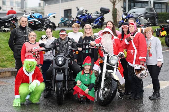 Staff from the Ulster Hospital Children's Unit with Ancestor Motorcycle Club Members. Pic credit: SEHSCT